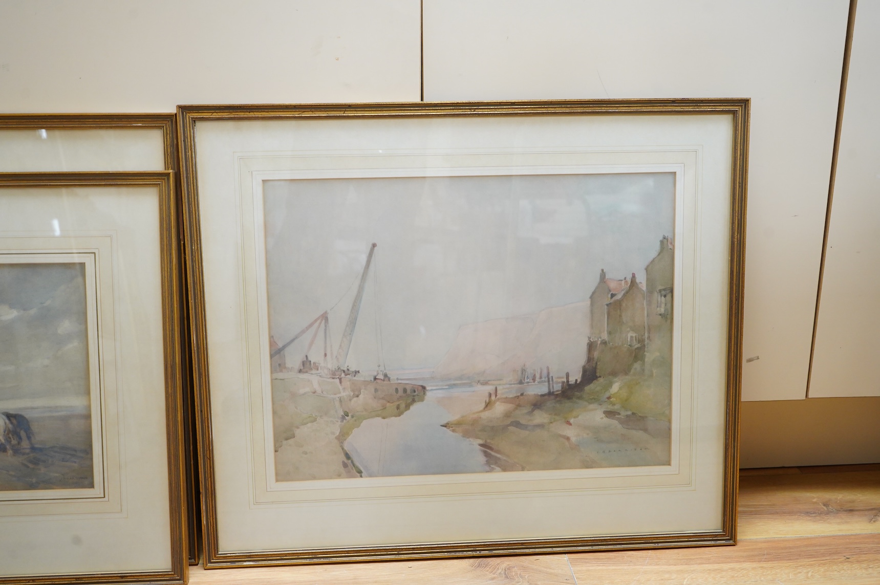 John Brown Harrison (1876-1958), Six Yorkshire views to include estuary scenes and a town scene with church, some signed, watercolours